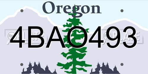 4BAO493 Oregon License Plate