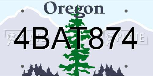 4BAT874 Oregon License Plate