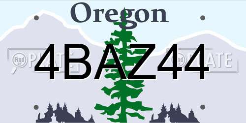4BAZ44 Oregon License Plate
