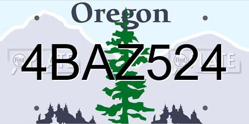 4BAZ524 Oregon License Plate