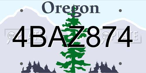4BAZ874 Oregon License Plate