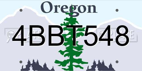 4BBT548 Oregon License Plate