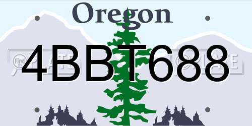 4BBT688 Oregon License Plate