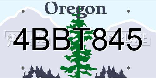 4BBT845 Oregon License Plate