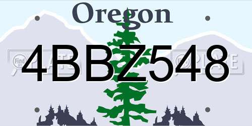 4BBZ548 Oregon License Plate