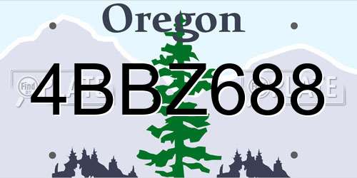 4BBZ688 Oregon License Plate