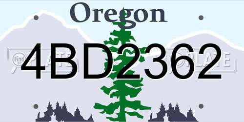 4BD2362 Oregon License Plate