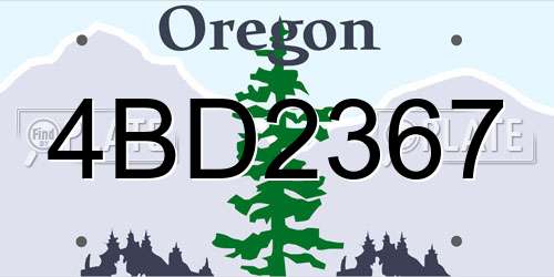 4BD2367 Oregon License Plate