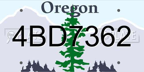 4BD7362 Oregon License Plate