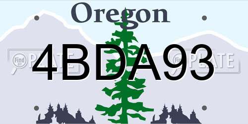 4BDA93 Oregon License Plate