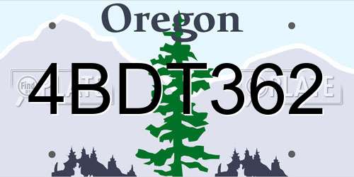 4BDT362 Oregon License Plate