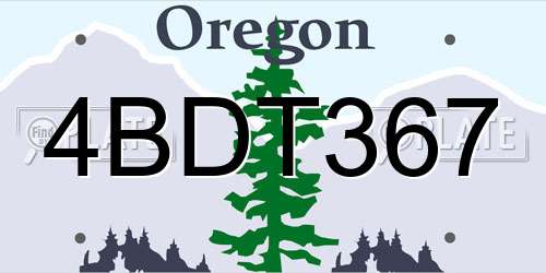 4BDT367 Oregon License Plate
