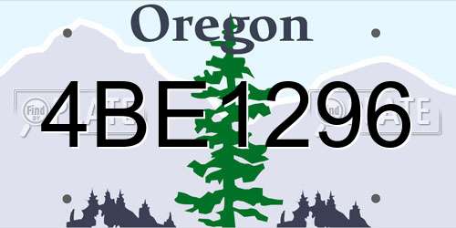 4BE1296 Oregon License Plate