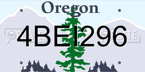 4BEI296 Oregon License Plate