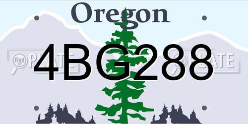 4BG288 Oregon License Plate