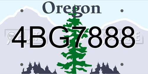 4BG7888 Oregon License Plate