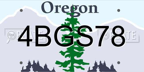 4BGS78 Oregon License Plate