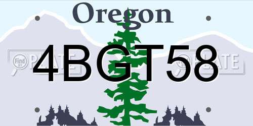 4BGT58 Oregon License Plate