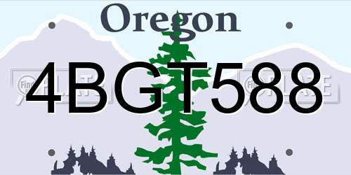 4BGT588 Oregon License Plate