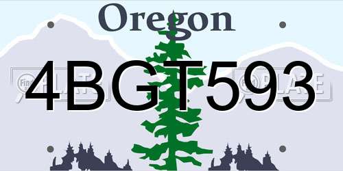 4BGT593 Oregon License Plate