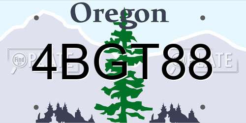 4BGT88 Oregon License Plate