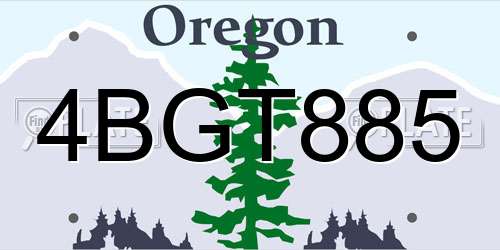 4BGT885 Oregon License Plate