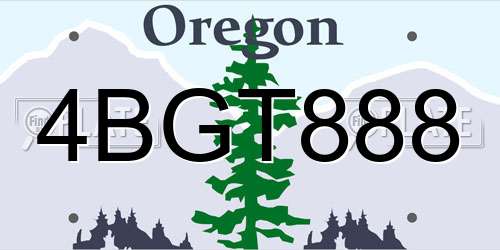 4BGT888 Oregon License Plate