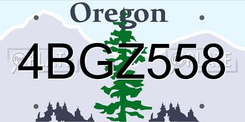 4BGZ558 Oregon License Plate