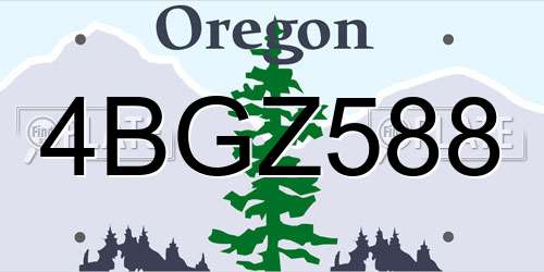 4BGZ588 Oregon License Plate