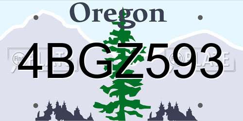 4BGZ593 Oregon License Plate