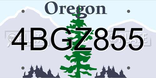 4BGZ855 Oregon License Plate