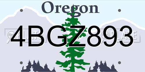 4BGZ893 Oregon License Plate