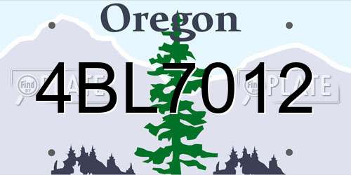 4BL7012 Oregon License Plate