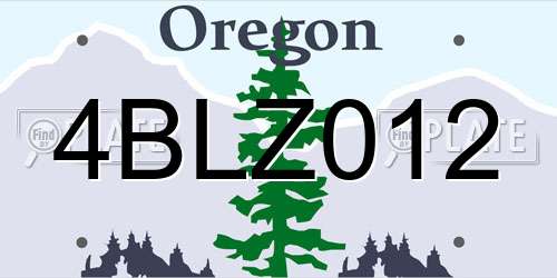 4BLZ012 Oregon License Plate