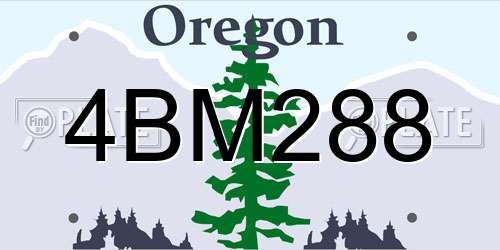 4BM288 Oregon License Plate
