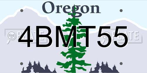 4BMT55 Oregon License Plate