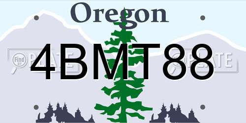 4BMT88 Oregon License Plate