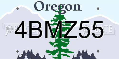 4BMZ55 Oregon License Plate