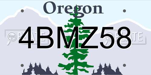 4BMZ58 Oregon License Plate