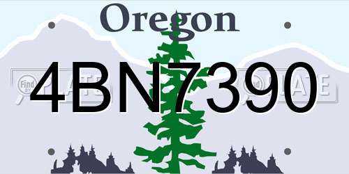 4BN7390 Oregon License Plate