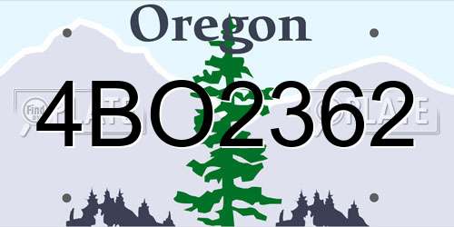 4BO2362 Oregon License Plate