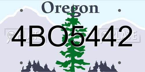 4BO5442 Oregon License Plate