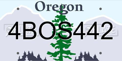 4BOS442 Oregon License Plate