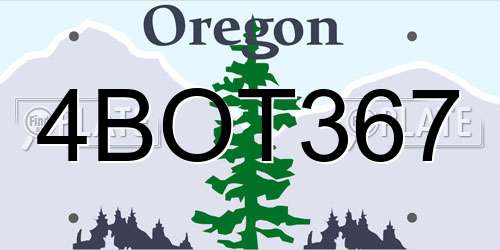 4BOT367 Oregon License Plate