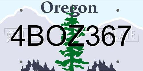4BOZ367 Oregon License Plate