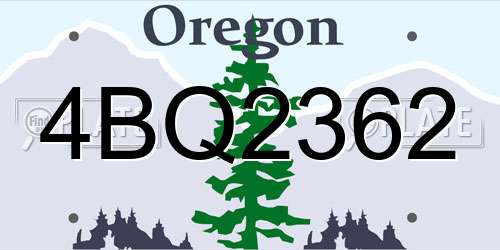 4BQ2362 Oregon License Plate