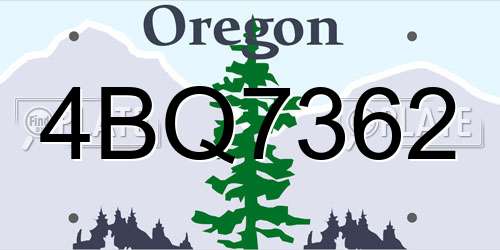 4BQ7362 Oregon License Plate