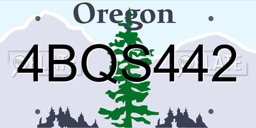 4BQS442 Oregon License Plate