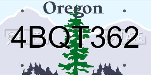 4BQT362 Oregon License Plate