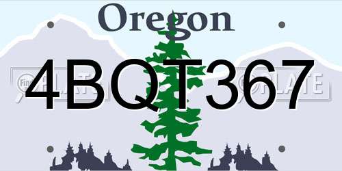 4BQT367 Oregon License Plate